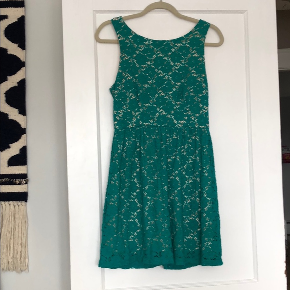 Teal blue mini dress
